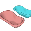 Pastel Pink And Blue Bathtubs With Smooth Curved Design For Bathroom Interior
