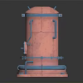 Construction Building Pink Blue Cylindrical Unit Featuring Square Base Handles And Pipes 3d model