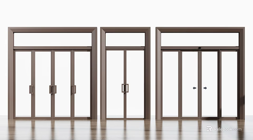 Modern Double Door Interior Design With Glass Panels And Metal Frames 3d model 
