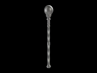 Silver Long Handle Weapon Spoon With Intricate Metal Design And Decorative Details 3d model
