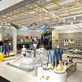Modern Clothing Store Interior With Bright Lighting And Multiple Display Areas 3d model