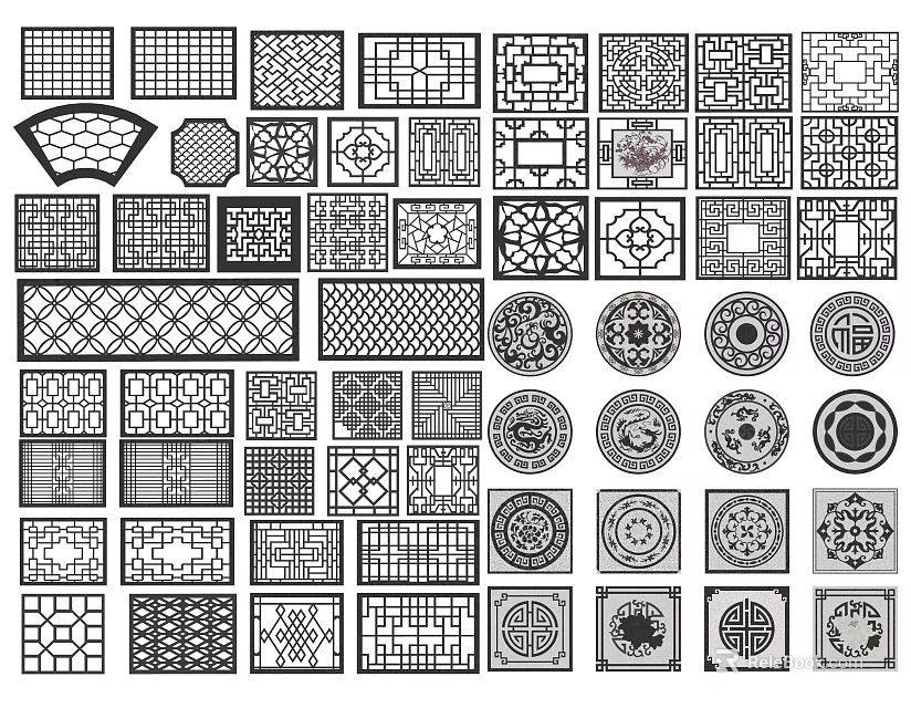 Various Styles of Lattice Windows With Intricate Geometric And Floral Patterns 3d model 