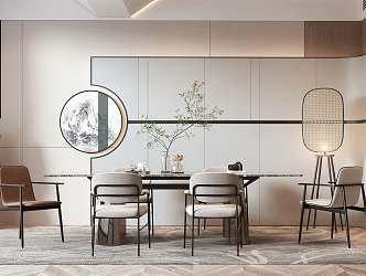 Modern Dining Table and Chair Combination Home 3d model