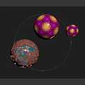 Colorful Hemispherical Structures With Hexagonal Patterns On Blue Platform