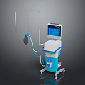 Professional Medical Device with Digital Screen Tubes Control Panel and Mobile Wheels 3d model