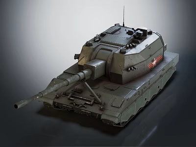 Tank 3D Render With Turret Gun Barrel And Equipment On Neutral Background 3d model