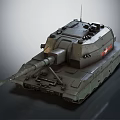 Tank 3D Render With Turret Gun Barrel And Equipment On Neutral Background