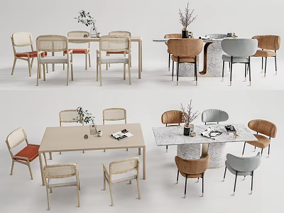 Modern Dining Table and Chair Combination Dining Table and Chair 3d model