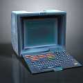 Vintage Computer Terminal With Glowing Screen Multicolored Buttons And Retro Keyboard