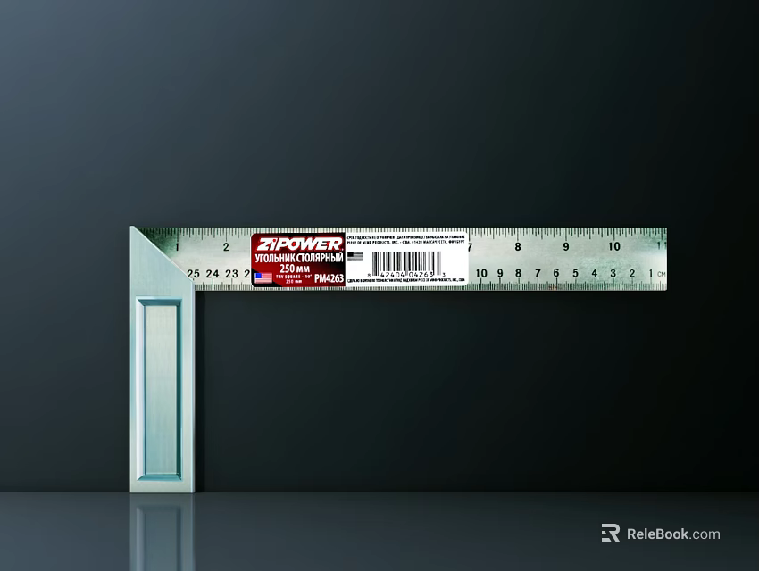 ZIPOWER Industrial Angle Ruler Tool with Clear Measurement Scales for Precision Work 3d model 