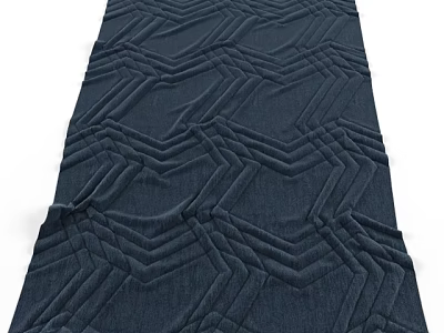 Modern Navy Blue Square Carpet with Geometric Pattern and Textured Design 3d model