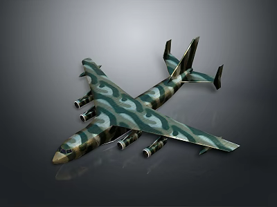 Camouflage Military Aircraft Model With Green Brown Camo Patterns And Detailed Design 3d model