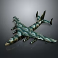 Camouflage Military Aircraft Model With Green Brown Camo Patterns And Detailed Design
