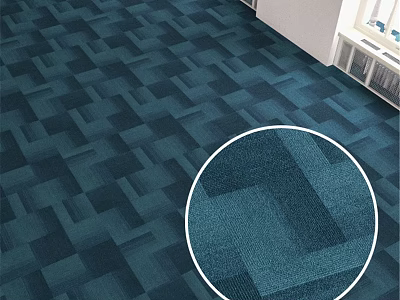 Blue Square Pattern Carpet Components With Interlocking Design For Floor Space 3d model