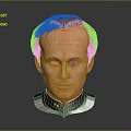 Shiny Copper Man Head Sculpture With Dark Background And Black Collar