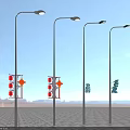 Traditional Chinese Style Outdoor Street Lights with Red Decorations and Symbols