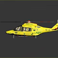 Yellow Rescue Helicopter with Red and White Striped Rotors for Emergency Aerial Missions