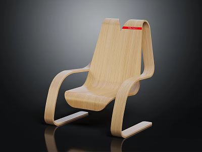 Ergonomic Wooden Rocking Chair With Curved Armrests And Smooth Natural Texture 3d model