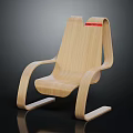 Ergonomic Wooden Rocking Chair With Curved Armrests And Smooth Natural Texture