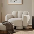 Beige Cozy Sofa Set with Ottoman Brown Throw Blanket and Floor Lamp