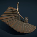 Classic Spiral Staircase With Wooden Steps And Metal Handrail Interior Design