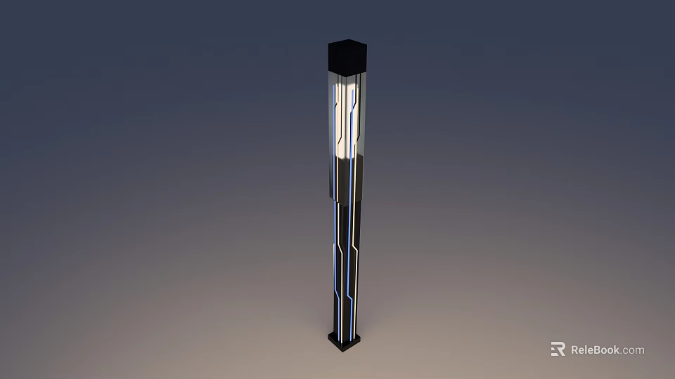 Modern Garden Landscape Lighting With Black Pillar And Illuminated Design 3d model 