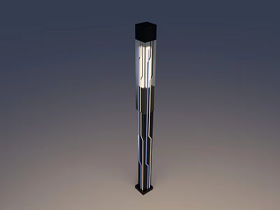 Modern Garden Landscape Lighting With Black Pillar And Illuminated Design 3d model