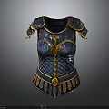 Intricate Decorative Chest Armor Featuring Blue Gold Accents And Scaled Patterns 3d model