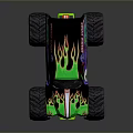 Green Monster Truck With Flame Decals Skull Graphics Death Row Text And Large Tires