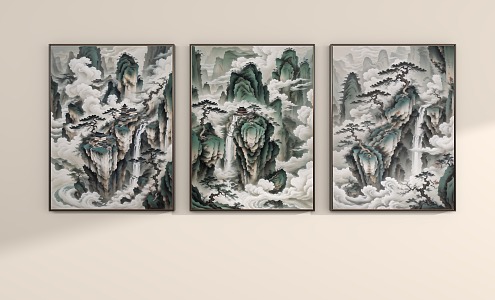 Hanging painting, decorative painting, Chinese style meticulous painting 3d model