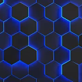 Modern Wall Design With Black Hexagonal Tiles And Blue Lighting Effect 3d model