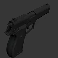 Black Semi Automatic Pistol With Textured Grip And Metallic Finish Design
