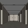 Modern Elevator Hallway Design With Metal Doors Smooth Floor And White Ceiling Lighting 3d model