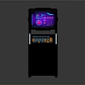 Black Arcade Machine With Purple Screen Display And Control Panel Speakers