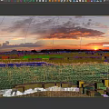 Gorgeous Natural Wetland Grassland Landscape With Warm Sunset Glow Under Soft Purple Cloudy Evening Sky