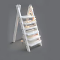Public Facility White Decorative Ladder Shelf With Multiple Shelves And String Lights 3d model