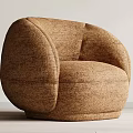 Modern Brown Fabric Single Sofa With Round Armrest And Comfortable Design 3d model