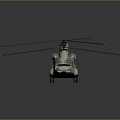 Realistic Military Helicopter 3D Model Rendering With Detailed Rotor Blades and Gray Background