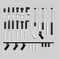 Assorted Black And White Downlights And Spotlights For Ceiling Track Installation 3d model