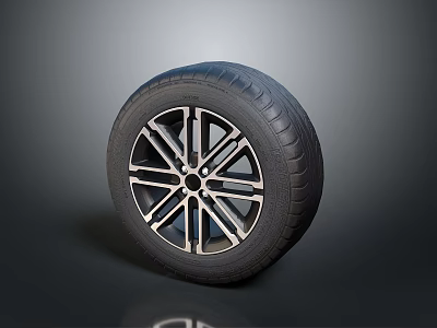 Stylish Car Tire And Alloy Wheel Rim For Automotive Parts With Durable Rubber 3d model