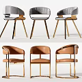 Modern Design Upholstered Leisure Chairs With Gray Brown Upholstery And Metal Legs