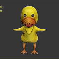 Cute Yellow Cartoon Duck Character With Orange Beak Feet And Necklace Design