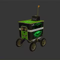 Green And Black Robot With Smiley Face Design And Wheels For LUX Features
