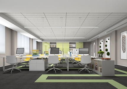 Modern public office area 3d model