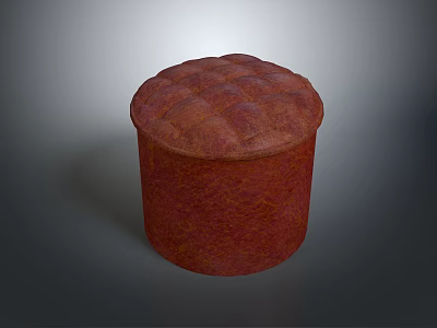 Red Cylindrical Storage Stool With Woven Texture Lid For Home Furniture 3d model