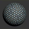Decorative Sphere With Intricate Blue And White Geometric Pattern Design 3d model