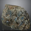 Wood Stone Natural Mineral With Blue Crystal Inclusions And Rough Surface Texture