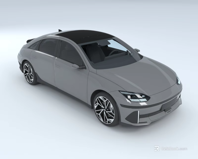 Gray Modern Sedan with Black Roof Sleek Exterior Multi Spoke Wheels and LED Headlights 3d model 