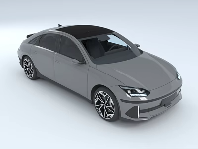 Gray Modern Sedan with Black Roof Sleek Exterior Multi Spoke Wheels and LED Headlights 3d model