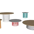 Modern Round Top Coffee Table Layered Cylindrical Base Various Color Designs 3d model